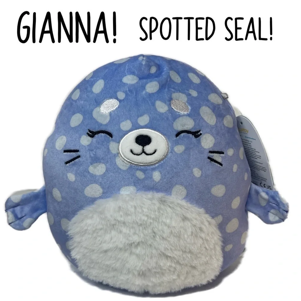 Squishmallow Gianna Periwinkle Purple Spotted Seal Plushie Stuffed Animal NWT
